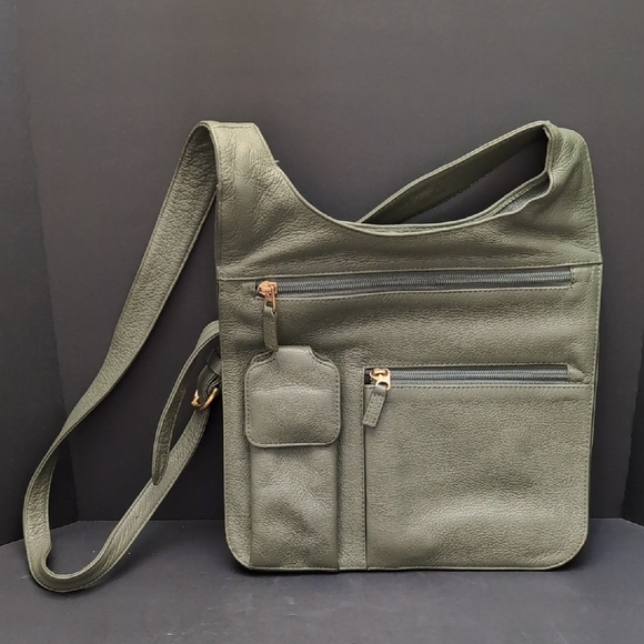 JP Ourse & CIE ,Olive Green Leather Crossbody Bag. - Picture 1 of 16